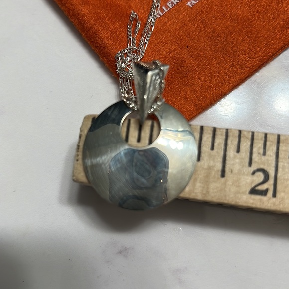 BALLESTEROS, Solid 925 Sterling Silver Chain  15” long & Finish Circle in 925 - Picture 2 of 7